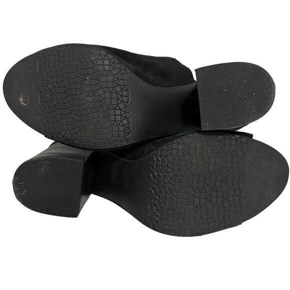 Nordstrom BP. Black Womens Suede Peep-Toe Block Heel Mules SZ 8.5M Slide Goth - Picture 6 of 11